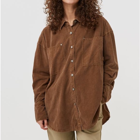New We The Free x Free People Button Front Baby Corduroy Oversized Top /Jacket - Picture 9 of 15